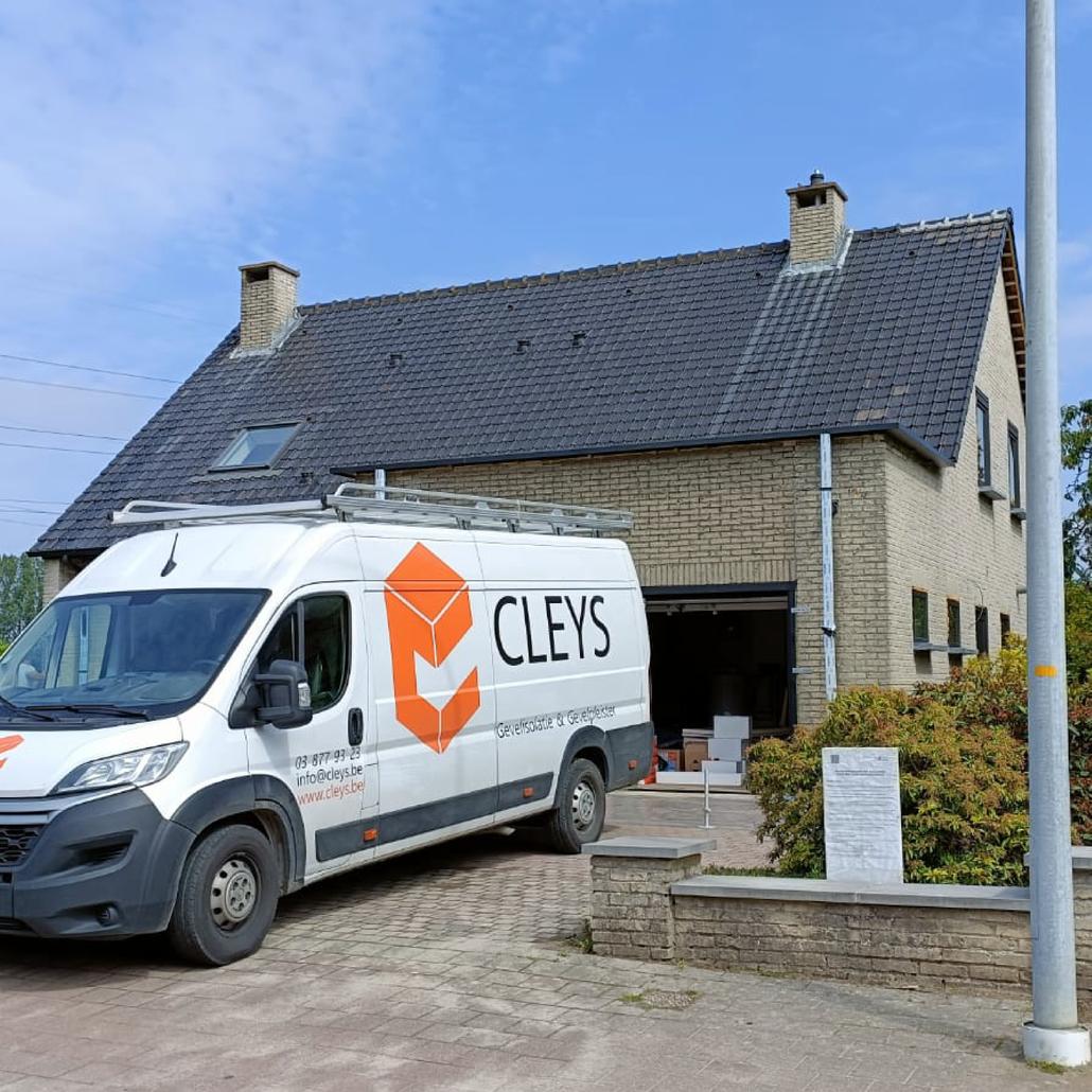 Isolation de façade liège projeté et briquettes de parement Merchtem