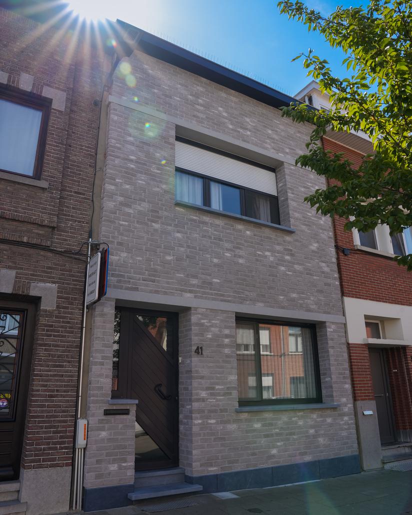 Gevel met isolatie en steenstrips Merksem