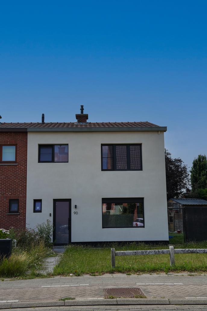 Façade en liège projeté avec isolation à Sinaai-Waas