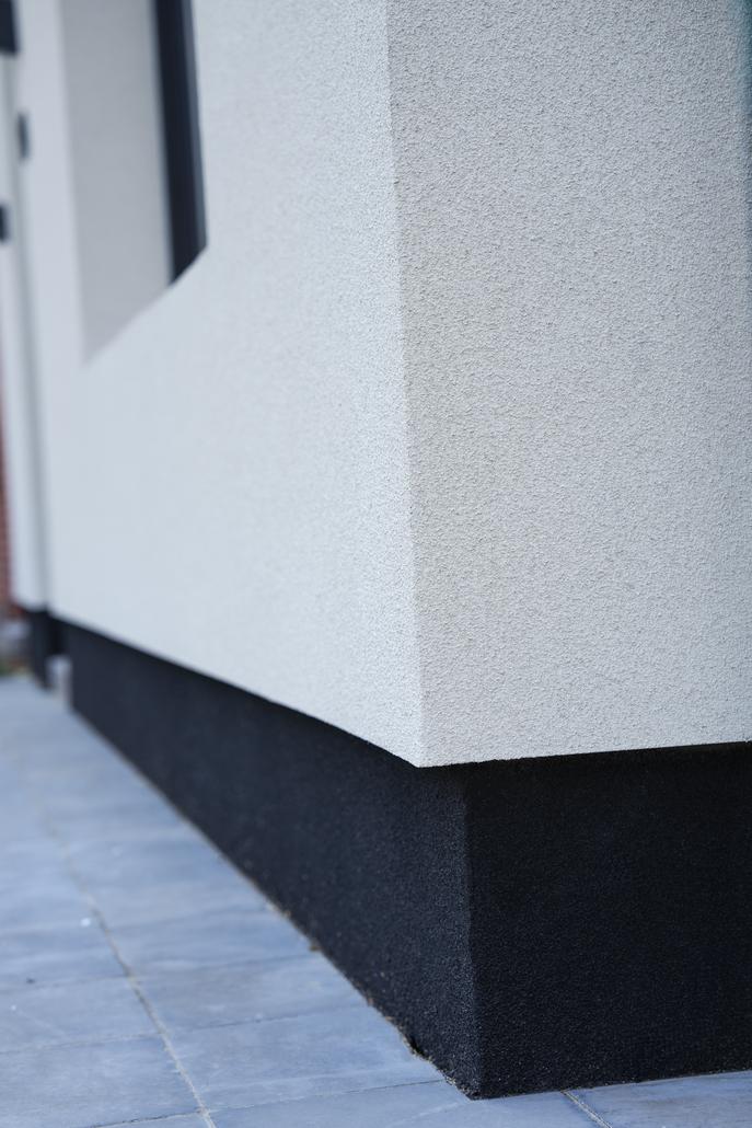 Façade en liège projeté avec isolation à Sinaai-Waas