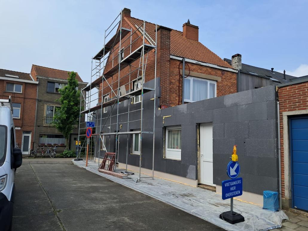 Isolation de façade et liège projeté à Gand