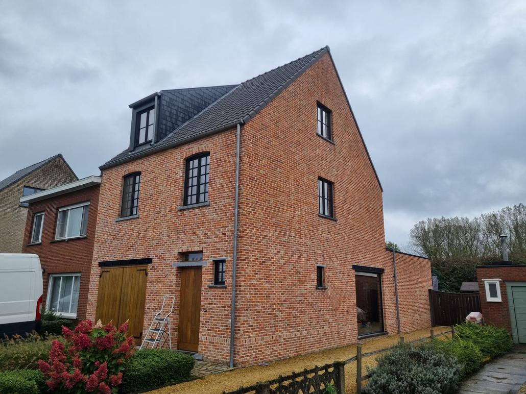 Enduit à la chaux au liège sur maison à Nijlen