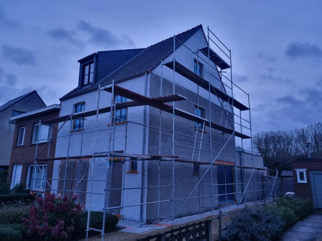 Enduit à la chaux au liège sur maison à Nijlen